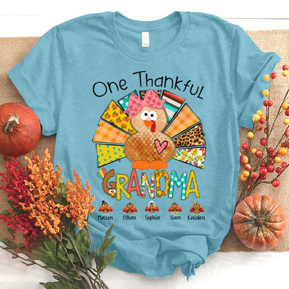 One Thankful Grandma Thanksgiving Turkey T-Shirt