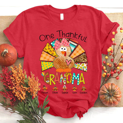 One Thankful Grandma Thanksgiving Turkey T-Shirt