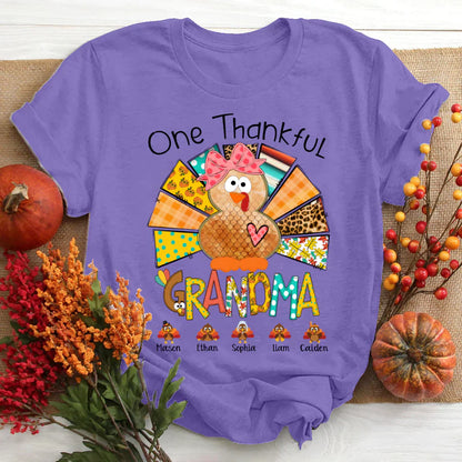 One Thankful Grandma Thanksgiving Turkey T-Shirt