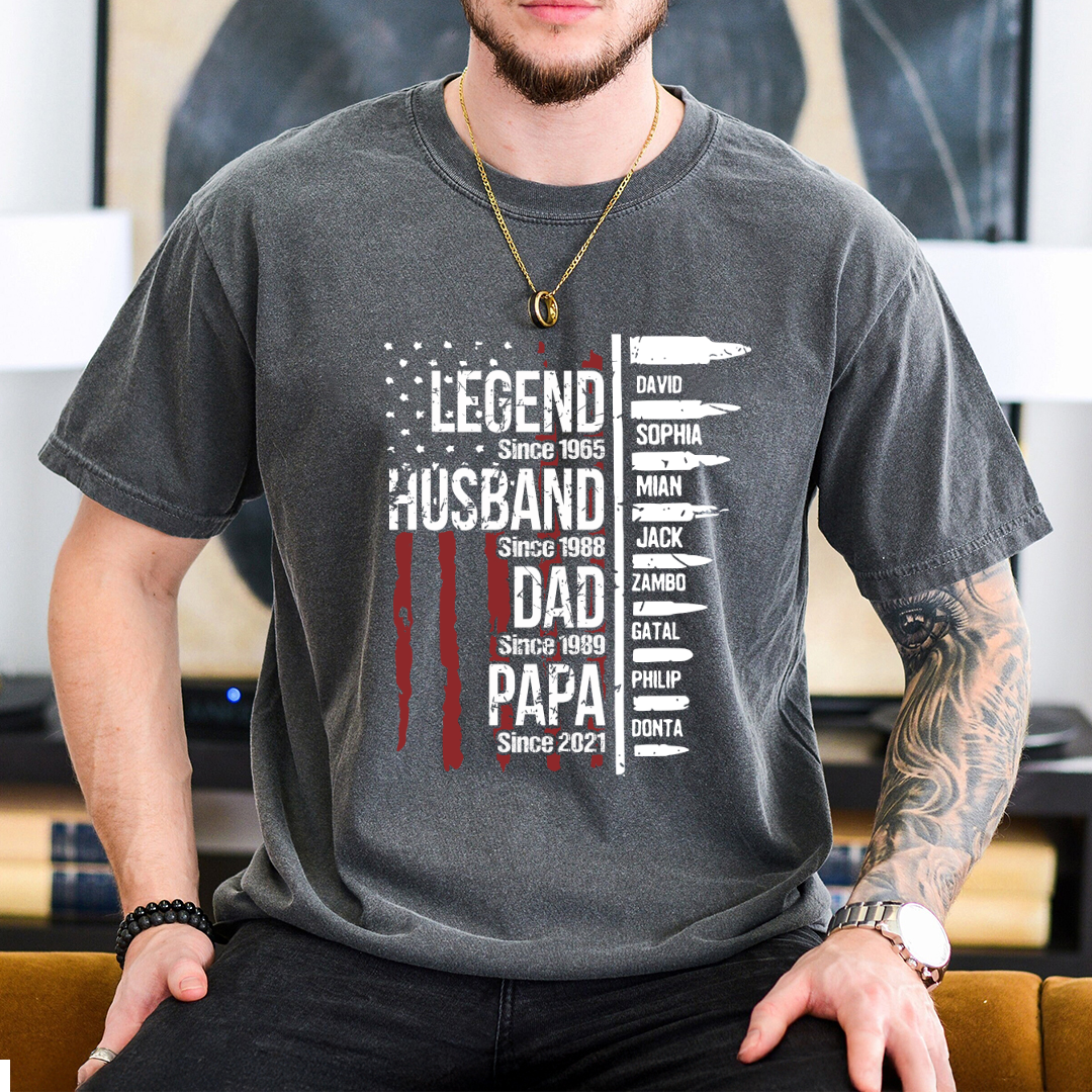 Comfort Colors® Papa The Man The Myth The Legend Flag With Kids