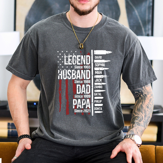 Comfort Colors® Papa The Man The Myth The Legend Flag With Kids