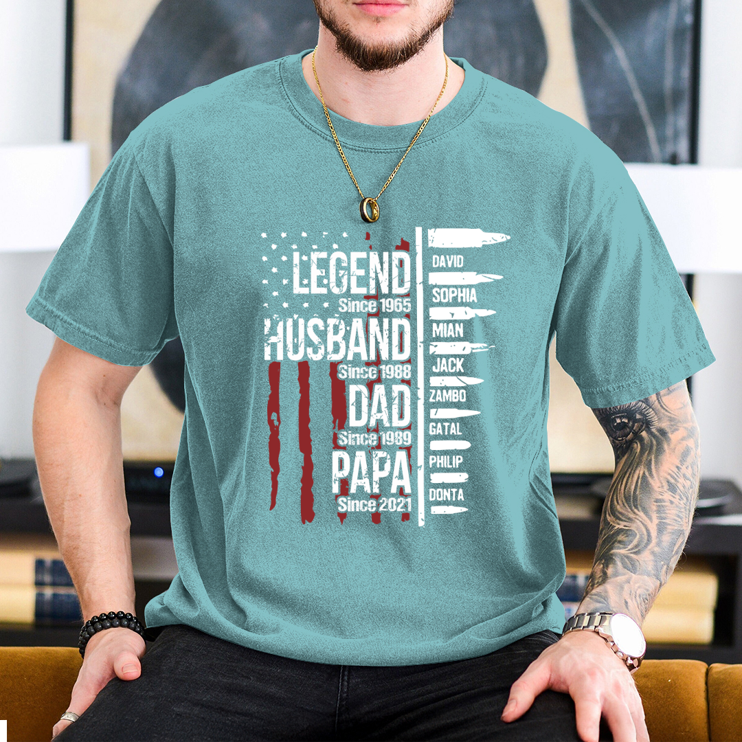 Comfort Colors® Papa The Man The Myth The Legend Flag With Kids