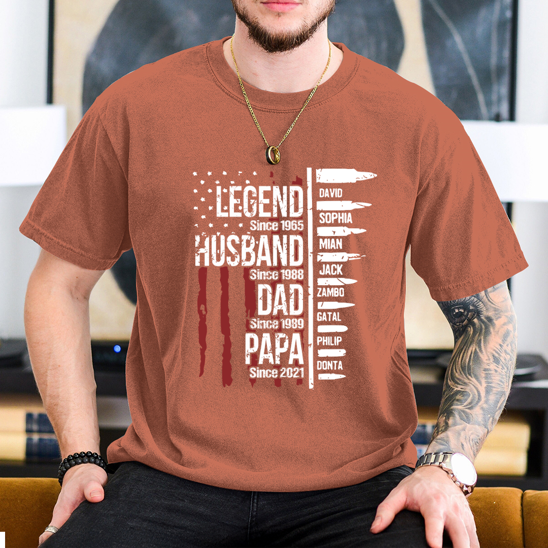 Comfort Colors® Papa The Man The Myth The Legend Flag With Kids