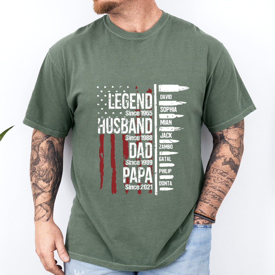 Comfort Colors® Papa The Man The Myth The Legend Flag With Kids