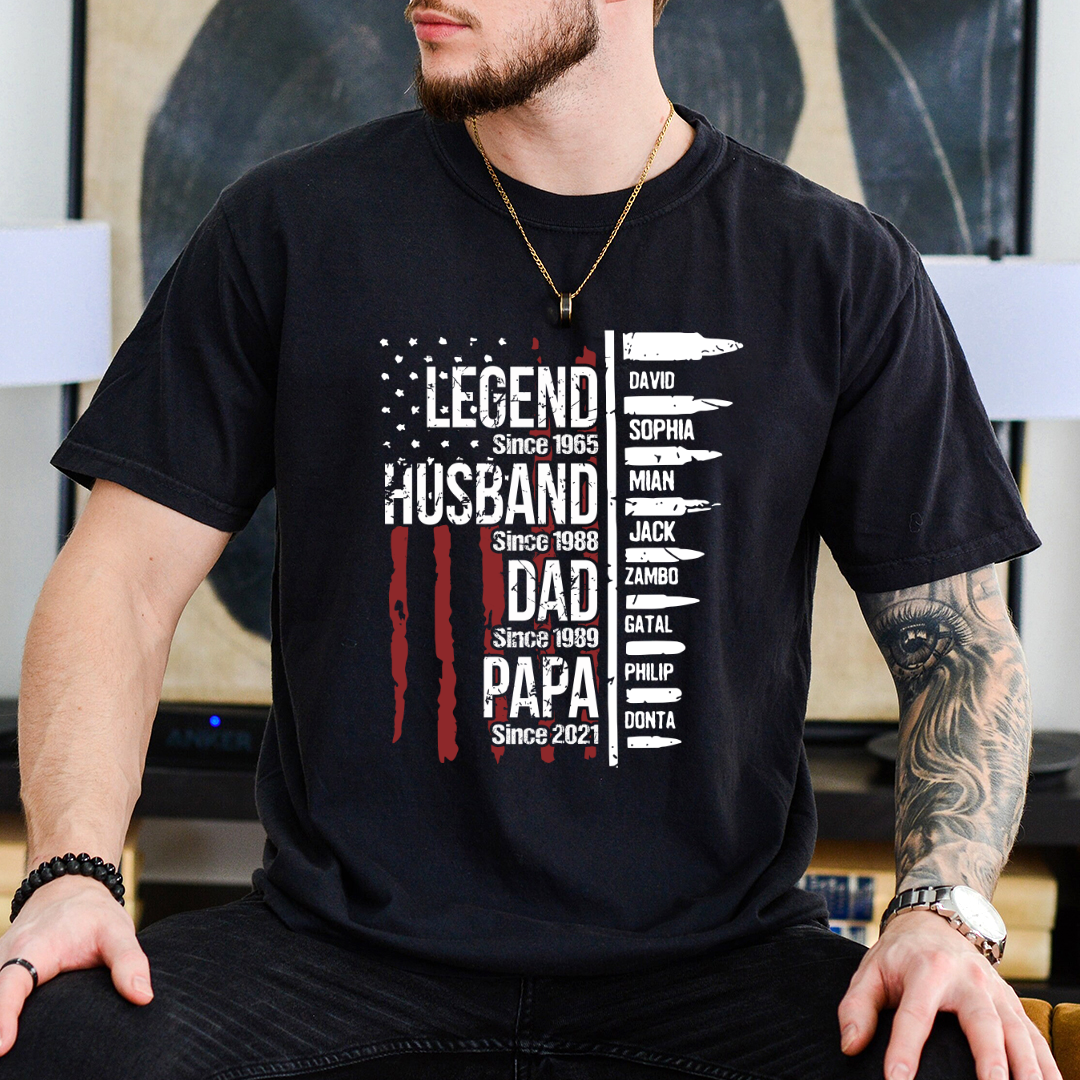 Comfort Colors® Papa The Man The Myth The Legend Flag With Kids