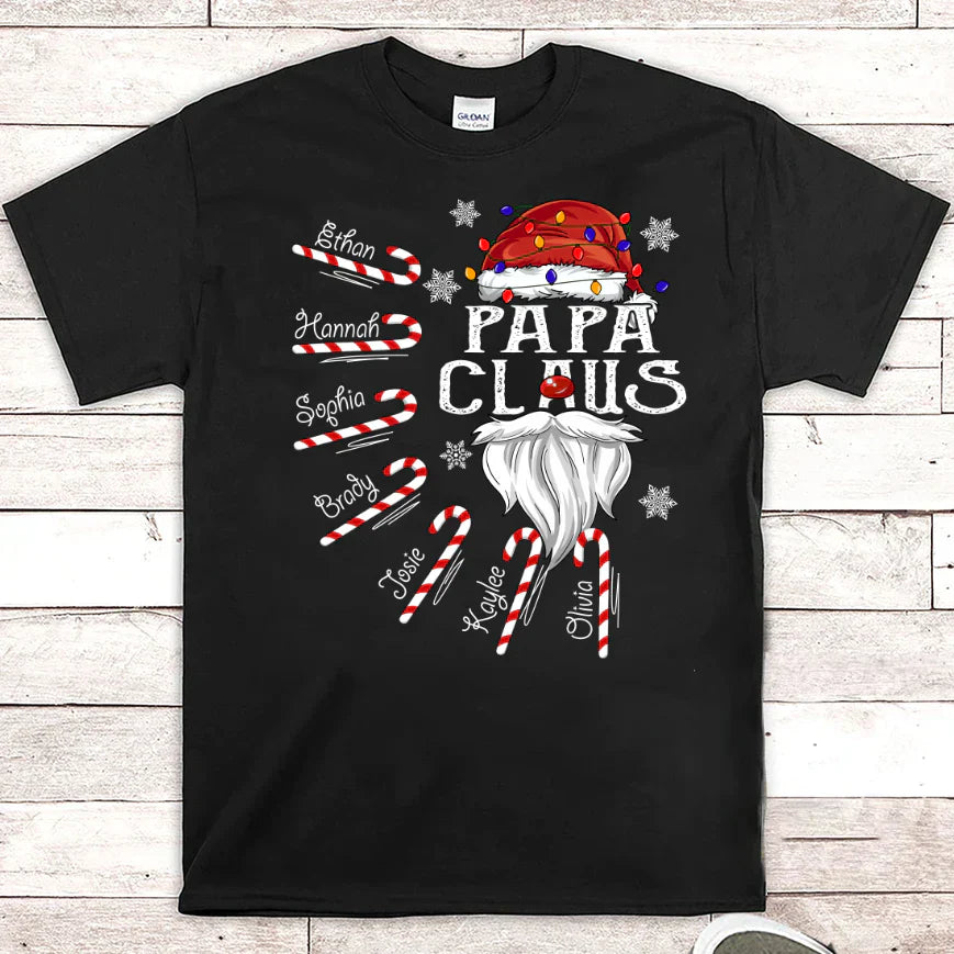 Papa Claus Candy Cane Christmas Personalized Shirt For Papa T-Shirt