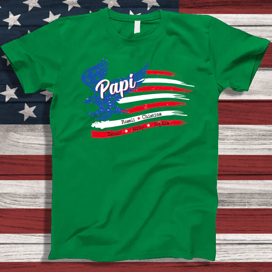 Papi With Grandkids Names 4th Of July CTL94 T-Shirt
