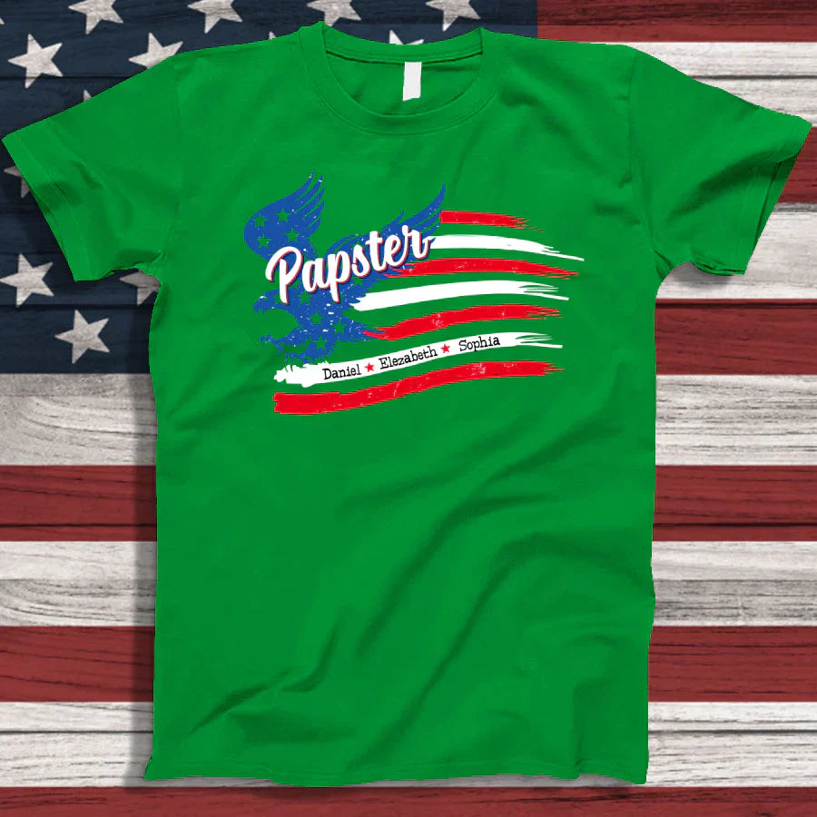 Papster With Grandkids Names 4th Of July CTL94 T-Shirt