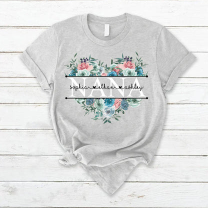 Pastel Peony Rose Nana And Grandkids CTH01 T-Shirt