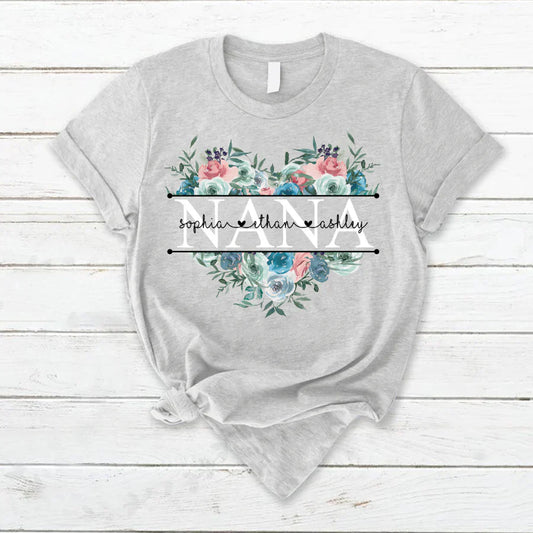 Pastel Peony Rose Nana And Grandkids CTH01 T-Shirt