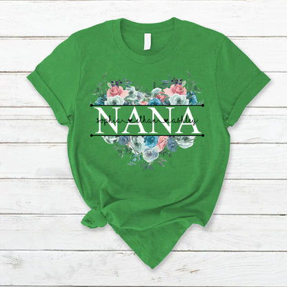 Pastel Peony Rose Nana And Grandkids CTH01 T-Shirt