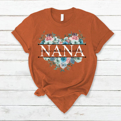 Pastel Peony Rose Nana And Grandkids CTH01 T-Shirt