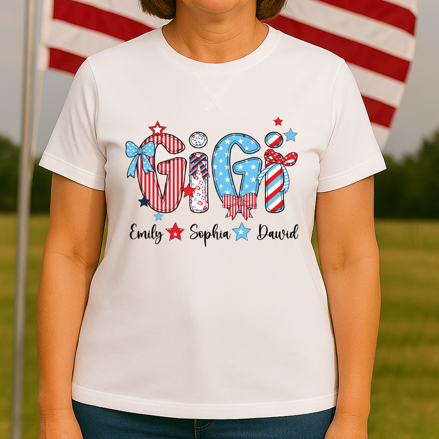 Personalized Gigi with Grandkids American Flag Mother's Day