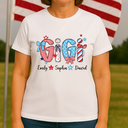 Personalized Gigi with Grandkids American Flag Mother's Day