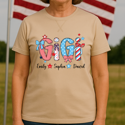 Personalized Gigi with Grandkids American Flag Mother's Day