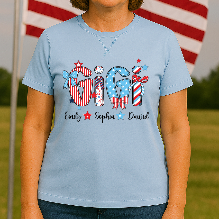 Personalized Gigi with Grandkids American Flag Mother's Day
