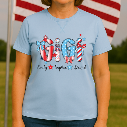 Personalized Gigi with Grandkids American Flag Mother's Day
