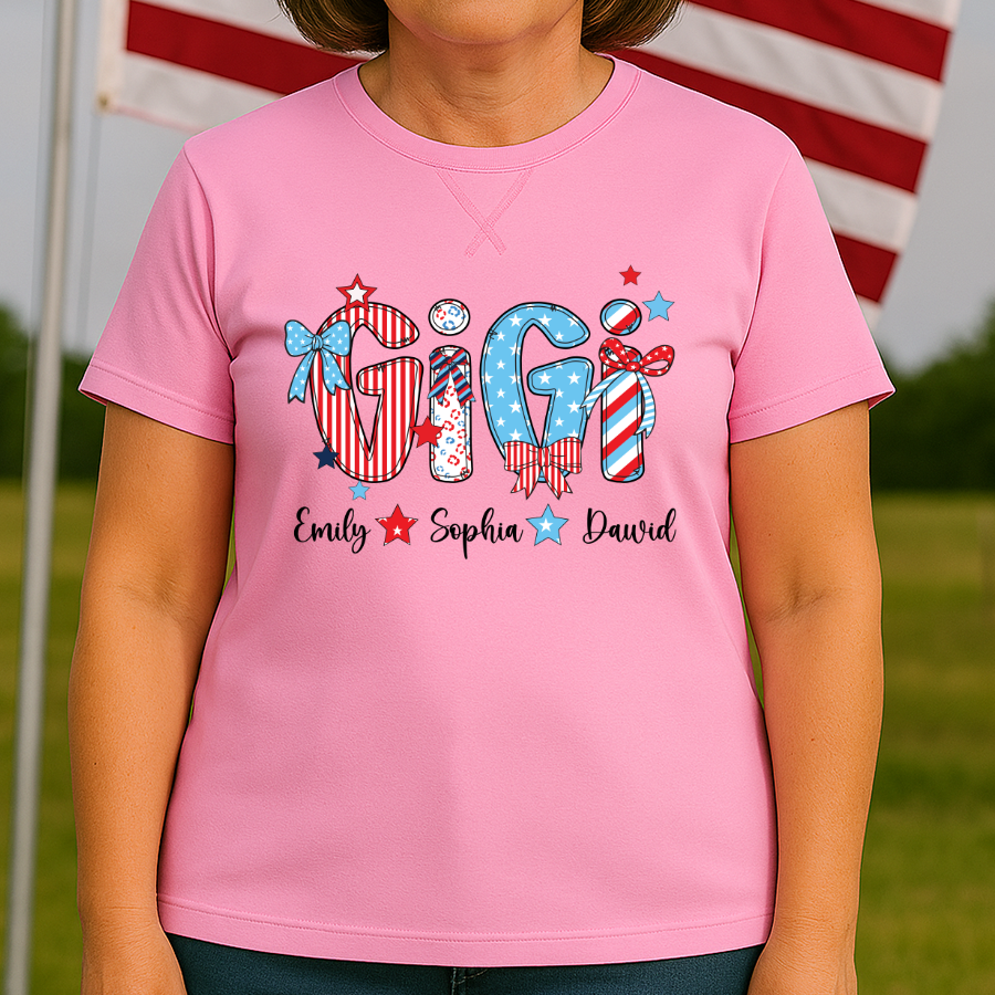 Personalized Gigi with Grandkids American Flag Mother's Day