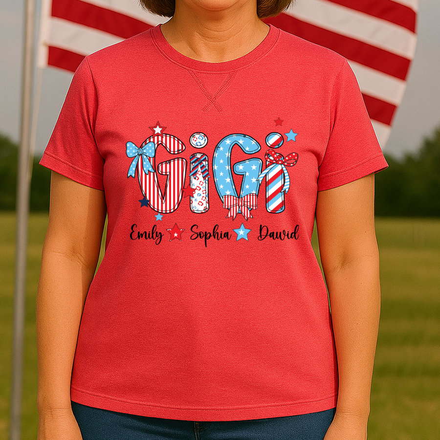 Personalized Gigi with Grandkids American Flag Mother's Day