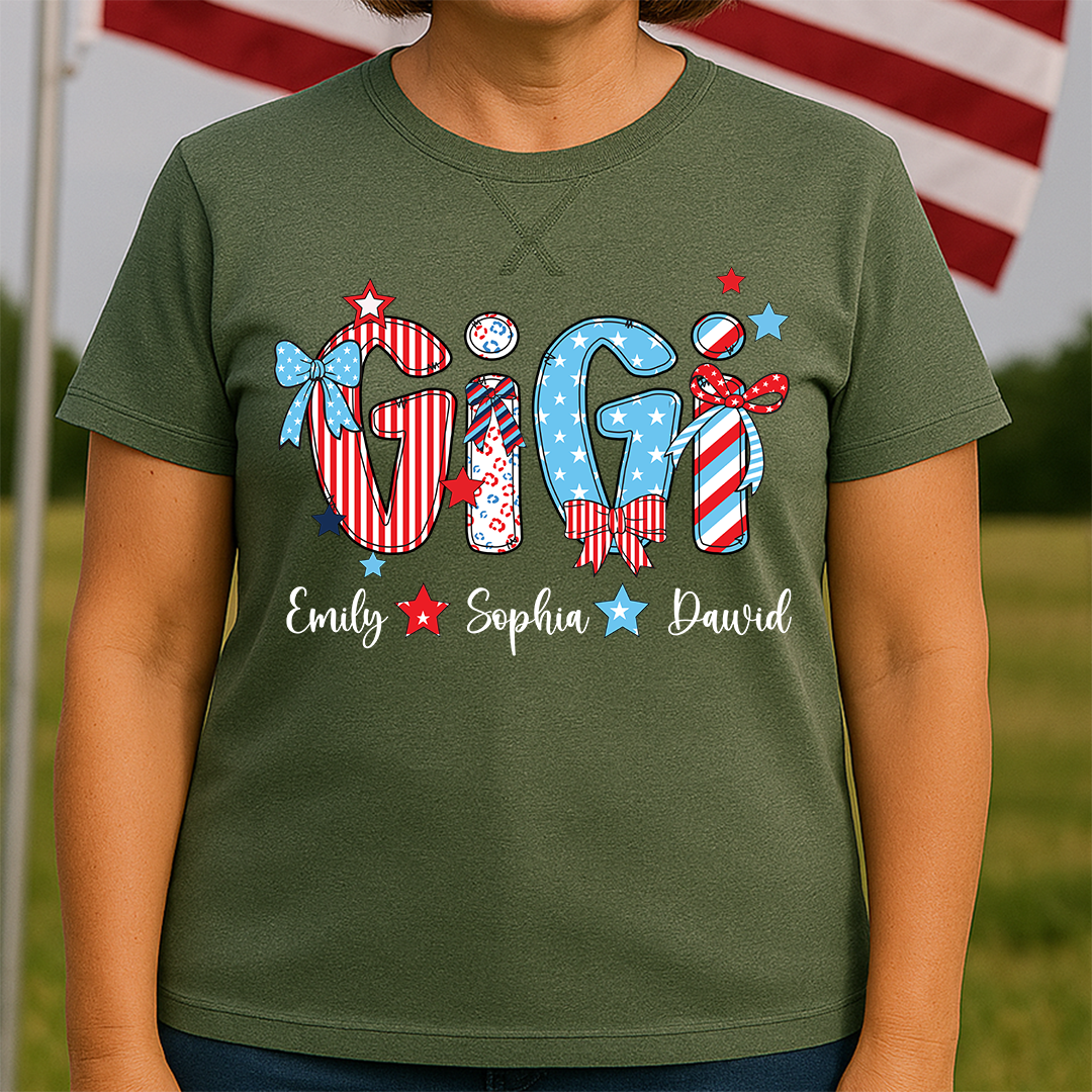 Personalized Gigi with Grandkids American Flag Mother's Day