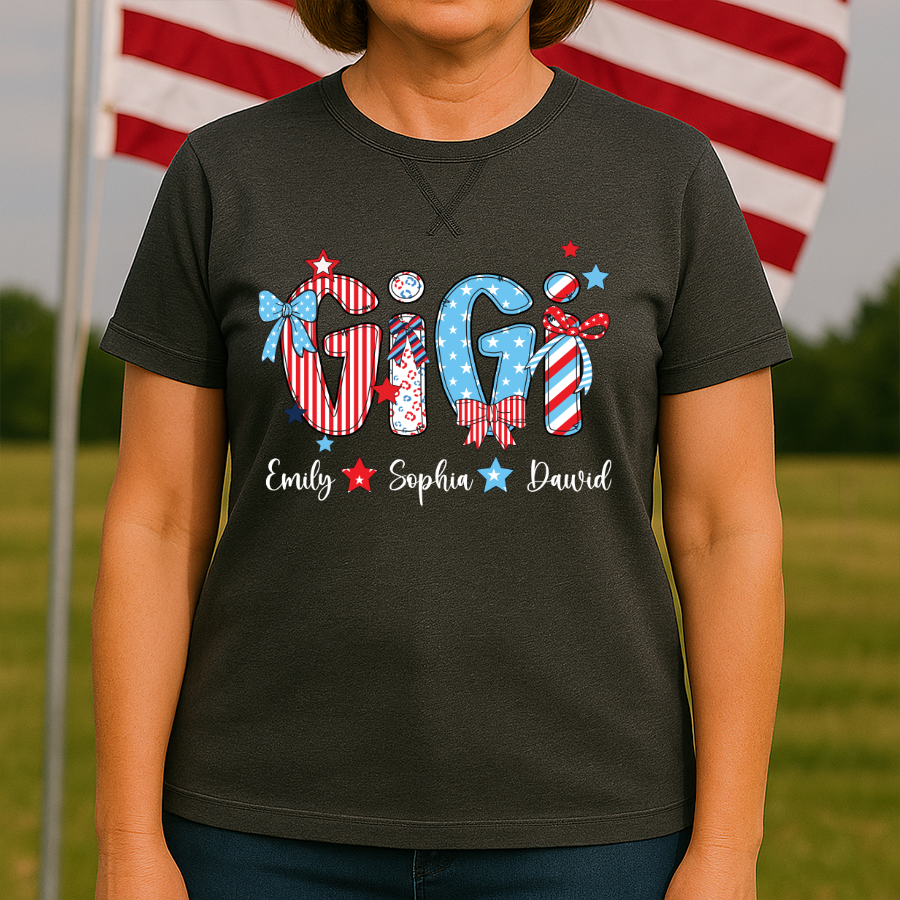 Personalized Gigi with Grandkids American Flag Mother's Day