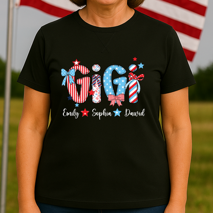 Personalized Gigi with Grandkids American Flag Mother's Day