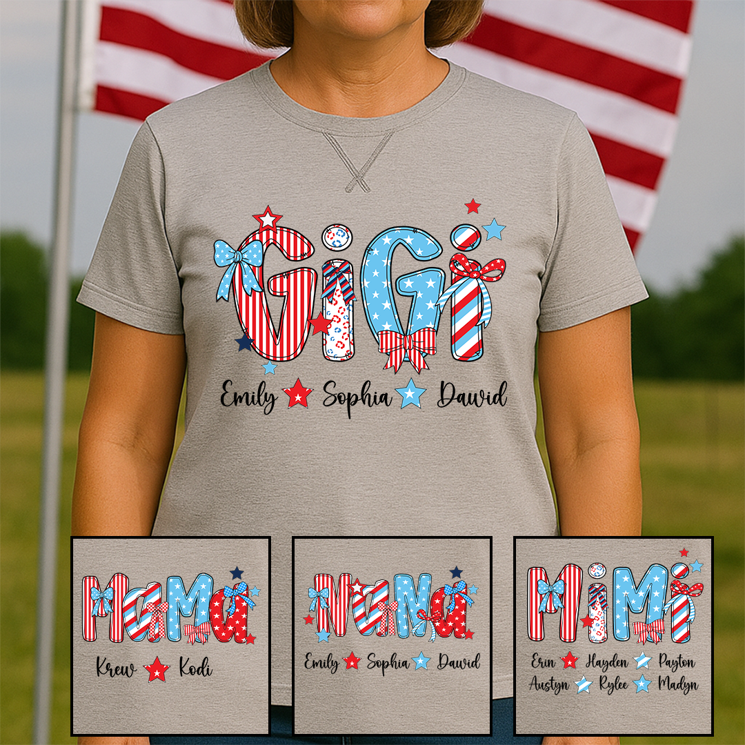Personalized Gigi with Grandkids American Flag Mother's Day