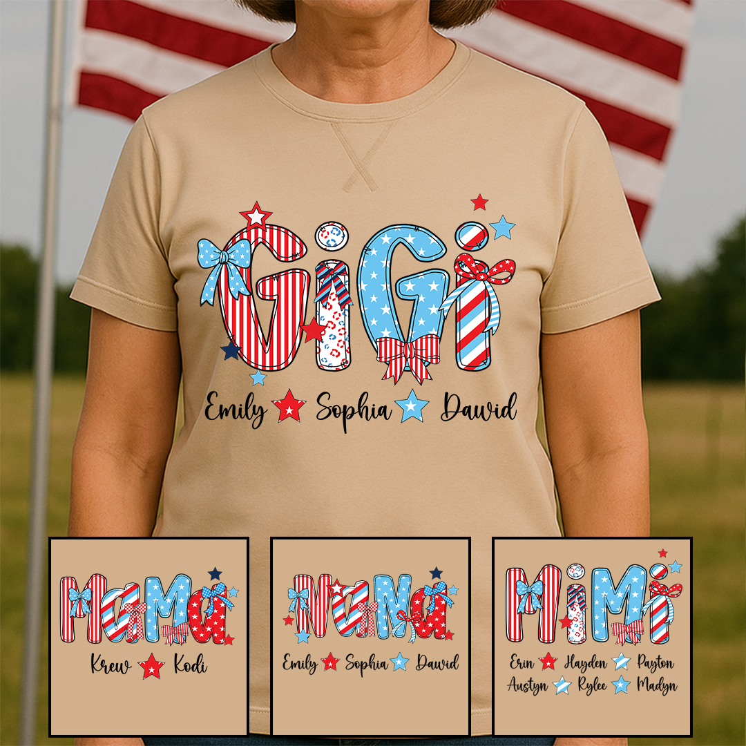 Personalized Gigi with Grandkids American Flag Mother's Day