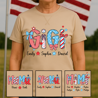 Personalized Gigi with Grandkids American Flag Mother's Day