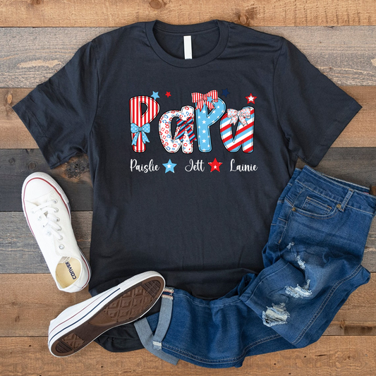 Patriotic American Flag Papa Custom Papa And Grandkids Father's Day Gift Independence Day