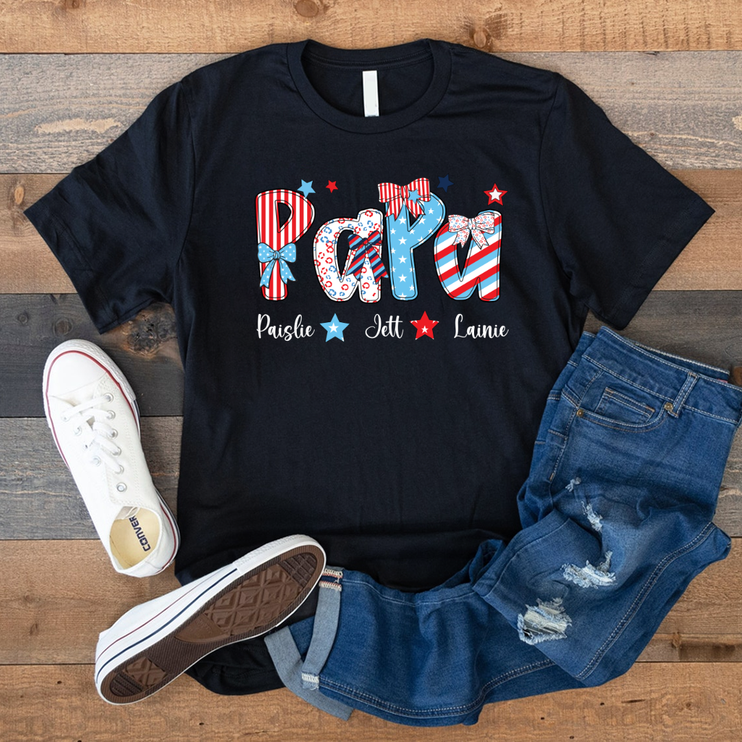 Patriotic American Flag Papa Custom Papa And Grandkids Father's Day Gift Independence Day