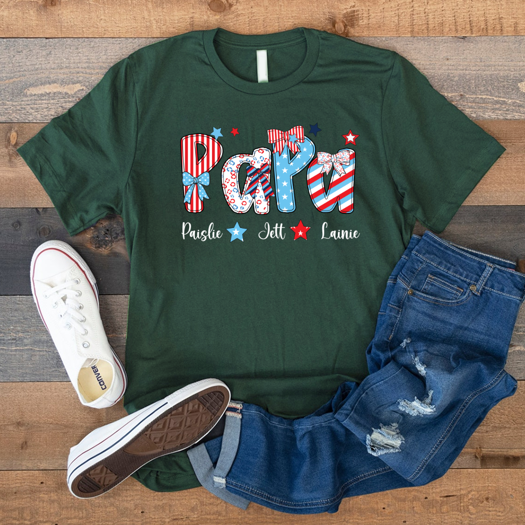 Patriotic American Flag Papa Custom Papa And Grandkids Father's Day Gift Independence Day