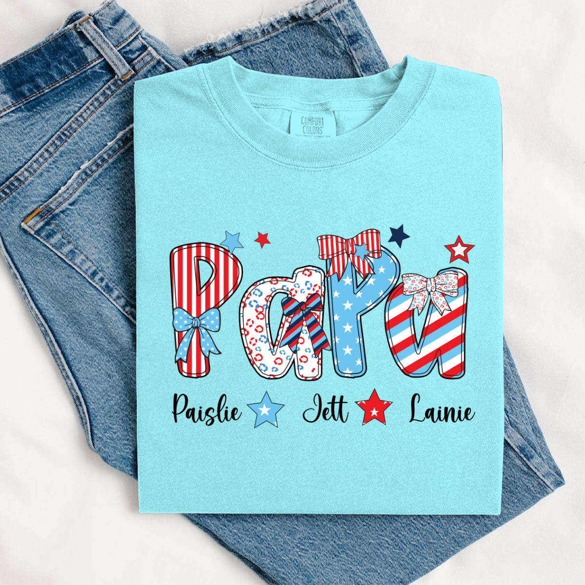 Patriotic American Flag Papa Custom Papa And Grandkids Father's Day Gift Independence Day