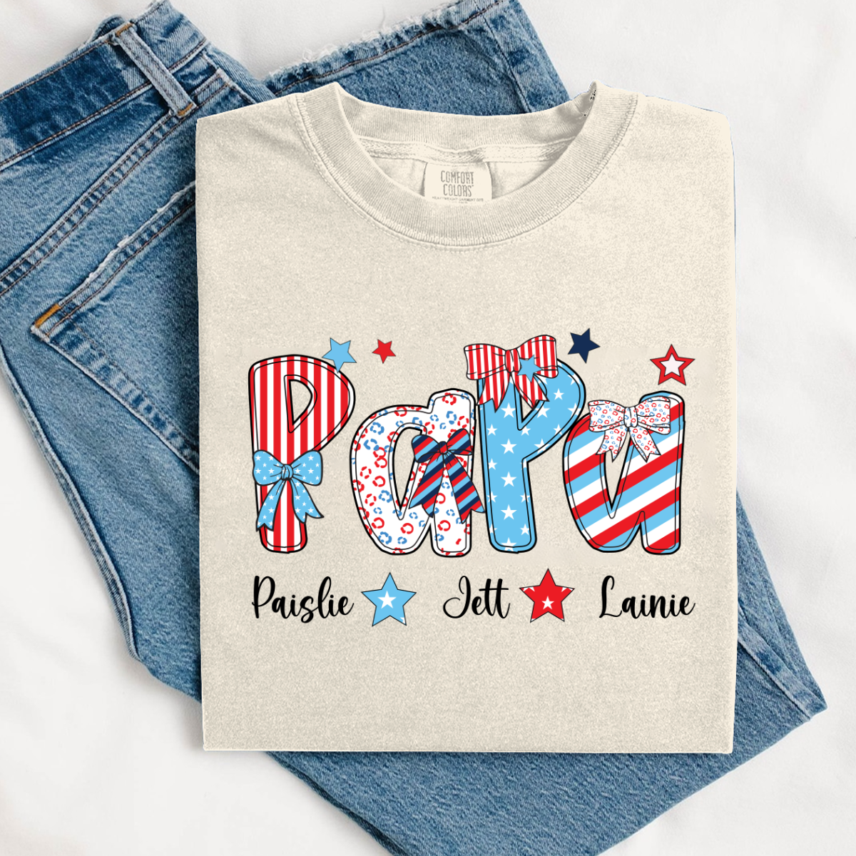 Patriotic American Flag Papa Custom Papa And Grandkids Father's Day Gift Independence Day