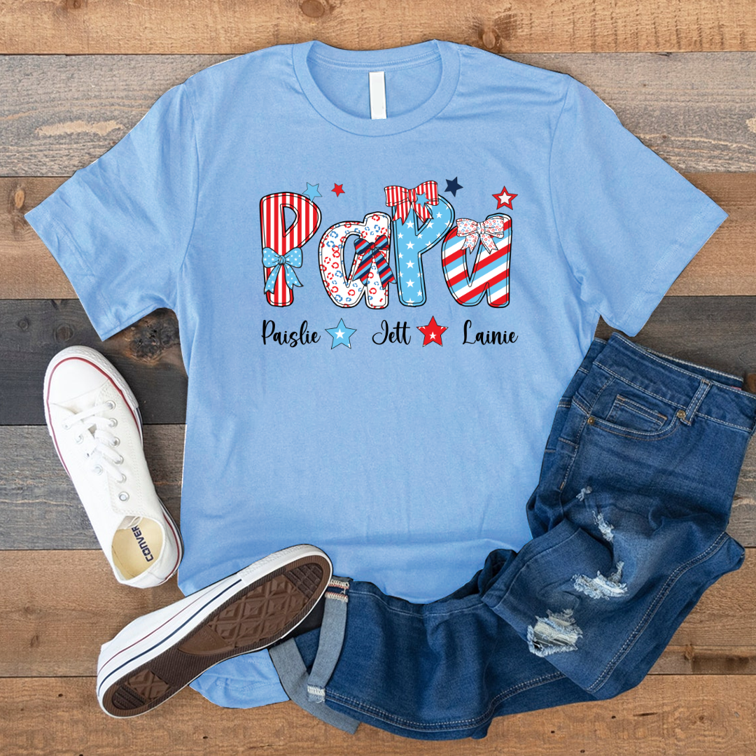 Patriotic American Flag Papa Custom Papa And Grandkids Father's Day Gift Independence Day