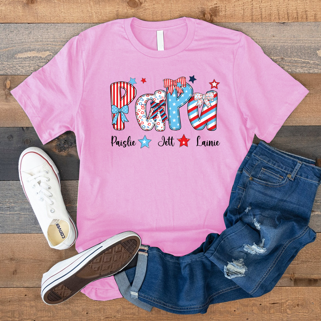 Patriotic American Flag Papa Custom Papa And Grandkids Father's Day Gift Independence Day