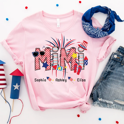 Patriotic Doodle 4th Of July Personalized Mimi And Grandkid Personalized Independence Day Shirt