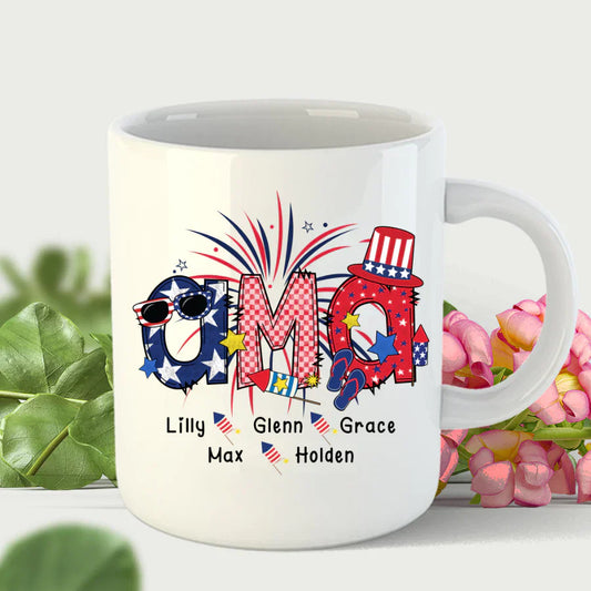 Patriotic Doodle 4th Of July Ama And Grandkid CTH01 Mug