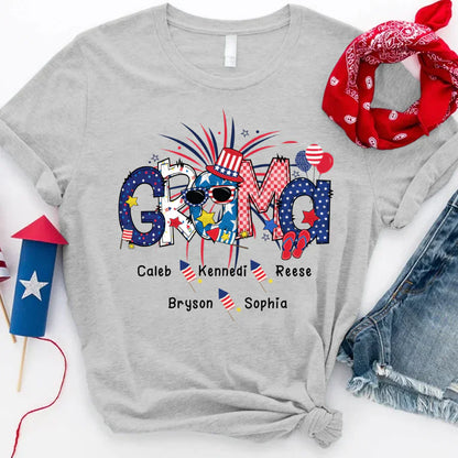 Patriotic Doodle 4th Of July GRAMA And Grandkid CTH01 T-Shirt