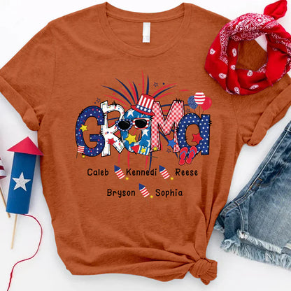Patriotic Doodle 4th Of July GRAMA And Grandkid CTH01 T-Shirt