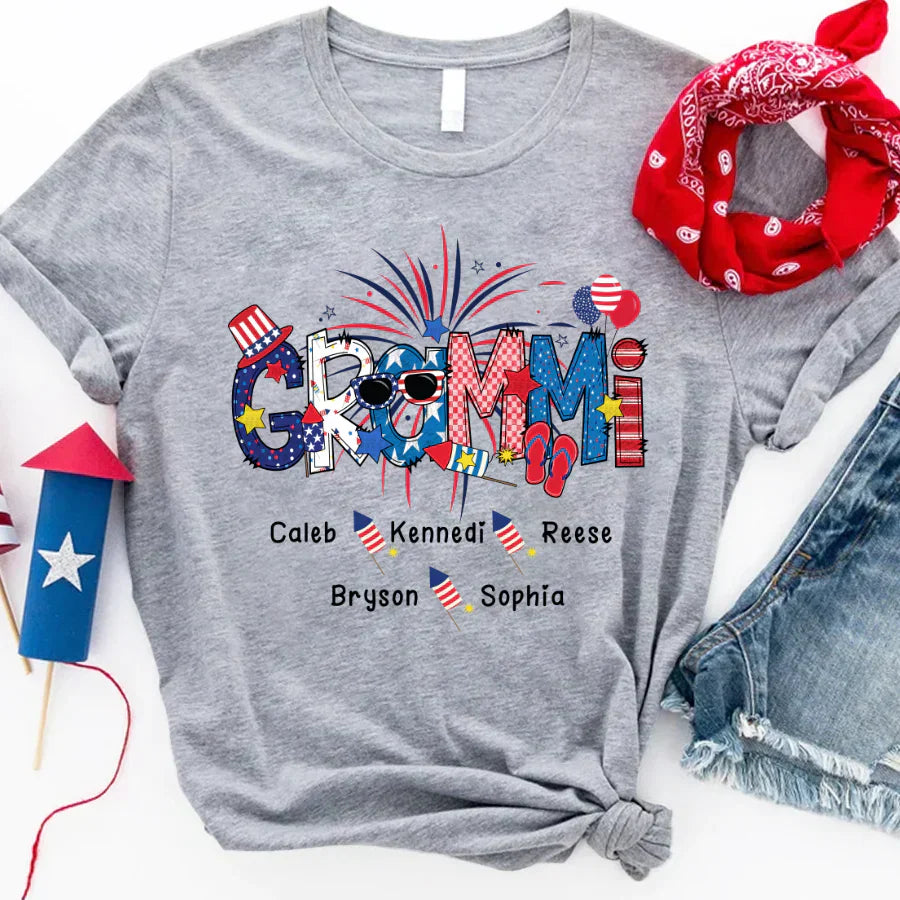 Patriotic Doodle 4th Of July GRAMMI And Grandkid CTH01 T-Shirt