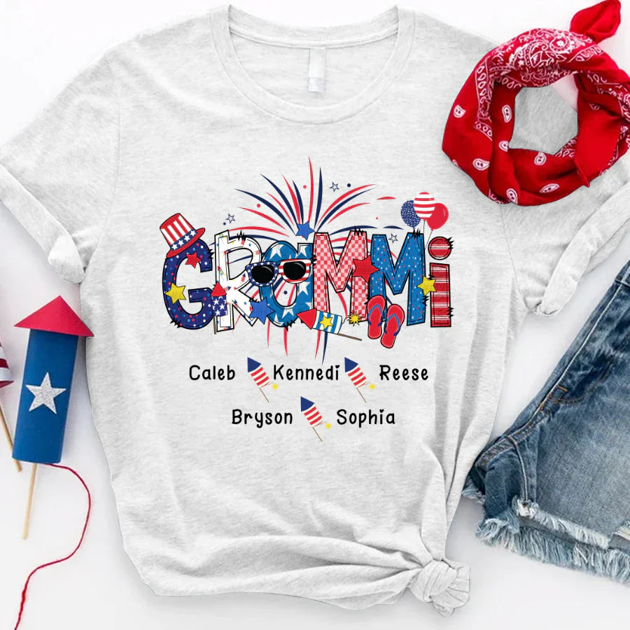 Patriotic Doodle 4th Of July GRAMMI And Grandkid CTH01 T-Shirt