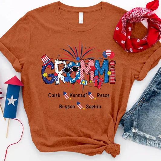 Patriotic Doodle 4th Of July GRAMMI And Grandkid CTH01 T-Shirt