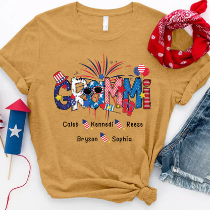 Patriotic Doodle 4th Of July GRAMMI And Grandkid CTH01 T-Shirt