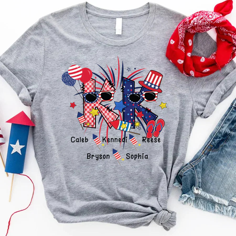 Patriotic Doodle 4th Of July KK And Grandkid CTH01 T-Shirt