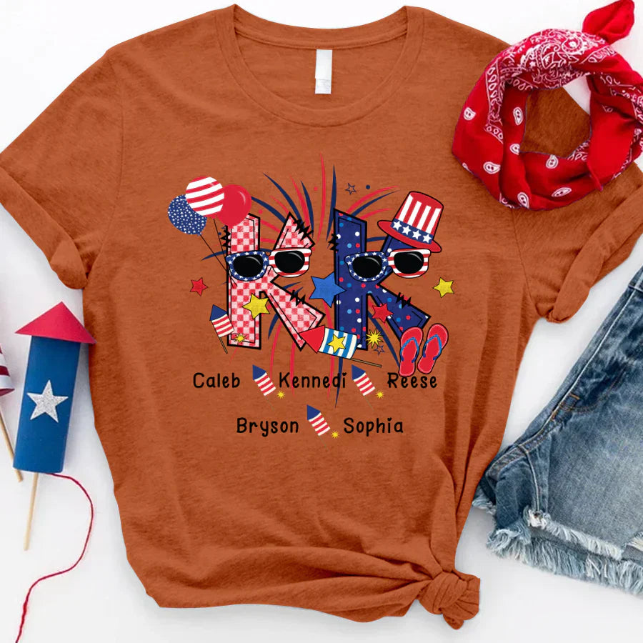 Patriotic Doodle 4th Of July KK And Grandkid CTH01 T-Shirt