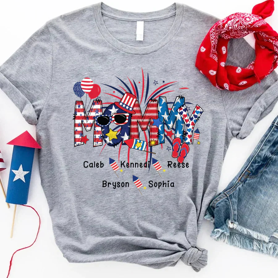 Patriotic Doodle 4th Of July MAMMY And Grandkid CTH01 T-Shirt