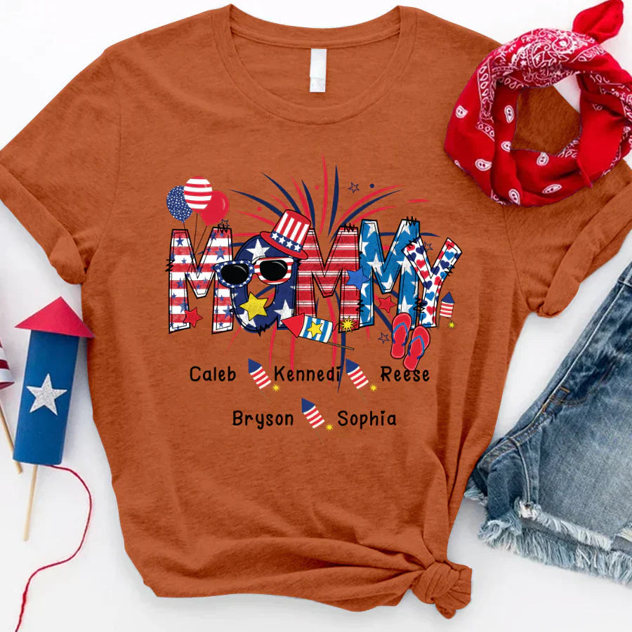 Patriotic Doodle 4th Of July MAMMY And Grandkid CTH01 T-Shirt