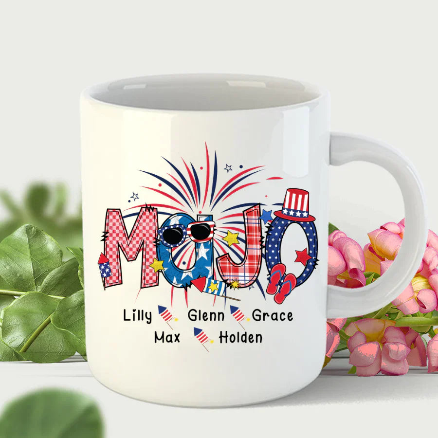 Patriotic Doodle 4th Of July MaJo And Grandkid CTH01 Mug