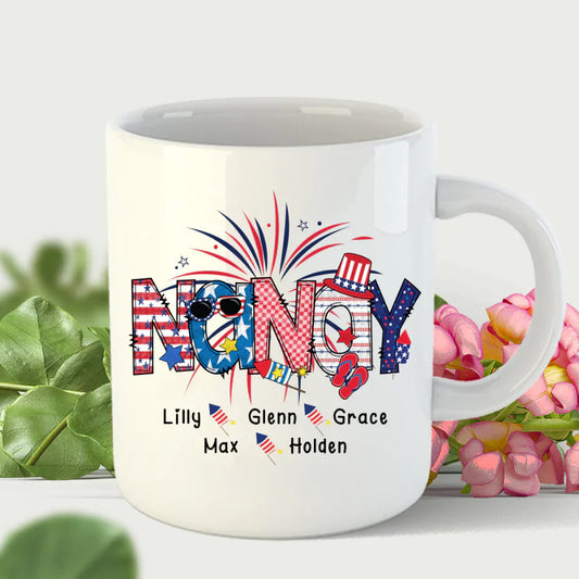 Patriotic Doodle 4th Of July Nanay And Grandkid CTH01 Mug